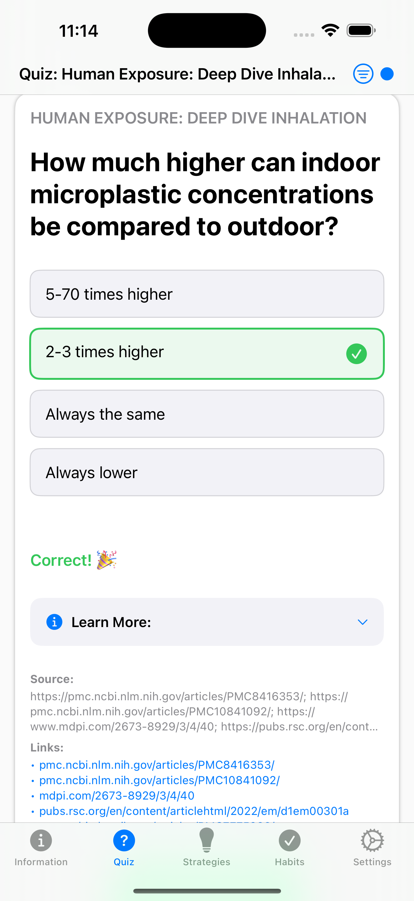 PlastiLess App - Quiz Feature